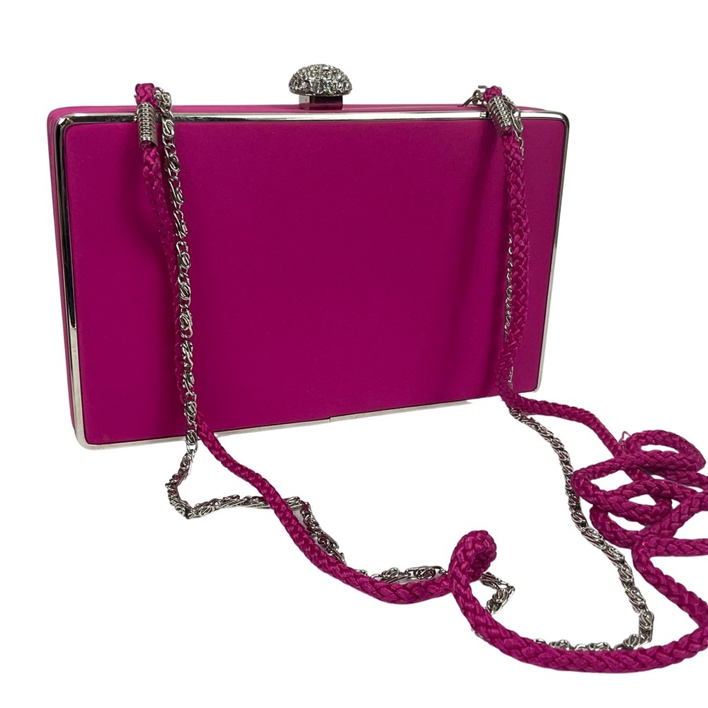 Lula Townsend Fuchsia Box Handbag with Rhinestone Closure - Picture 8 of 12